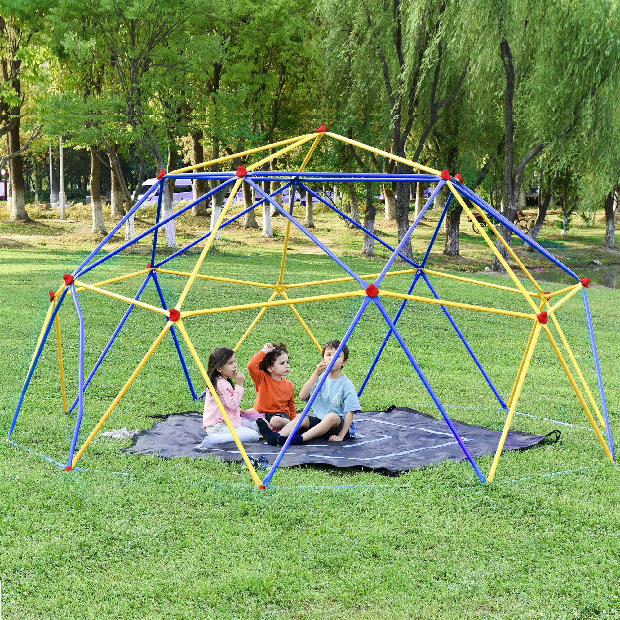 UHOMEPRO 10 FT Climbing Dome with Hammock, Outdoor Play Equipment Supporting 1000 lbs, AntiRust