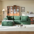 thumbnail image 1 of UHOMEPRO Full-Size 3-Seater Modular Sectional Sofa with Chaise, Deep Seat L-Shaped Couch for Living Room, Family Cloud Sofa with Supportive Cushions, Sherpa Fabric, Green, 1 of 13