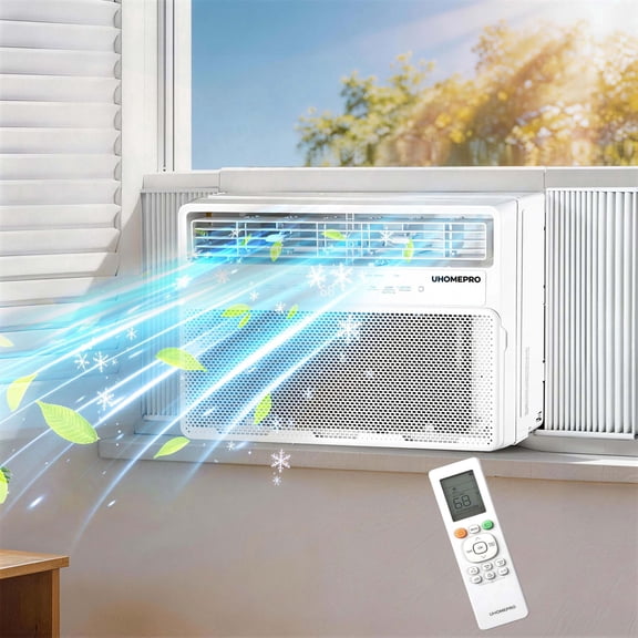 Smart Air Conditioner Window Unit, UHOMEPRO AC Unit 12000 BTU for Bedroom with WiFi, Energy Saving Window AC Unit with Remote & App Control, Timer Function & Easy Install Kit, Cools up to 550 Sq. Ft