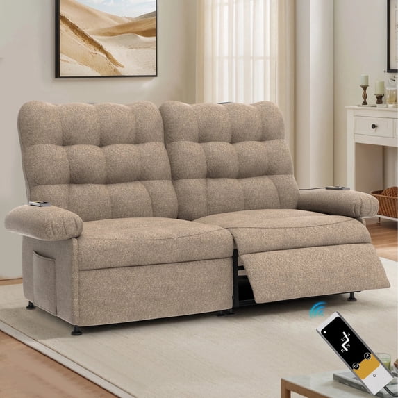 UHOMEPRO 2Pcs Small Electric Recliner Chair, Compact Recliner for Small Spaces with Wider Seat, Remote Control, Adjustable Backrest and Footrest, 350 lbs Capacity, Brown