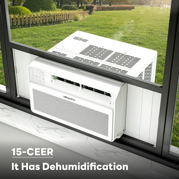 UHOMEPRO 8000 BTU Window Air Conditioner, 15-CEER Energy Efficient Window Air Conditioners, 35% Energy Saving, 42dB Super Quiet, Smart Inverter AC Window Unit, Fast Cooling, Easy Install
