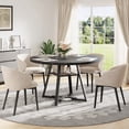 thumbnail image 1 of UHOMEPRO 43" Round Dining Table for 4, Modern Faux Marble Single Dining Table with Storage Shelves, Kitchen Table with Sturdy Cross-Shaped Base Support for Home Dining Room Kitchen(Only Table), Black, 1 of 10