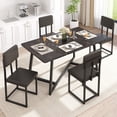 thumbnail image 1 of UHOMEPRO 5 Piece Dining Room Set, Modern Dining Table Set with Faux Marble Tabletop and 4 Leatherette Upholstered Chairs for 4 Persons, Rectangle Kitchen Table Set Dining Set for Dining Room, Brown, 1 of 13