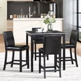 thumbnail image 1 of UHOMEPRO 5 Piece Dining Room Set, Rectangle Counter Height Dining Table with 4 Upholstered Chairs and Crystal Decoration for Bar Dining Room Nook, Modern Kitchen Table Set for 4 Persons, Black, 1 of 11