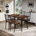 thumbnail image 1 of UHOMEPRO Dining Table Set for 4, Modern Kitchen Table and Chairs Set, 5 Piece Dining Room Table Set with 4 PU Leather Chairs for Breakfast Small Spaces, Walnut, 1 of 11