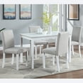 thumbnail image 1 of UHOMEPRO 5 Piece Dining Table Set, Modern Dining Table Sets with Rectangular Table and 4 Fabric Upholstered Chairs, Dining Set for Kitchen and Dining Room, White, 1 of 11