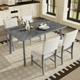 thumbnail image 1 of UHOMEPRO 5 Piece Dining Table Set, Rectangle Rustic Farmhouse Dining Room Table Set with 4 Upholstered Chairs, Solid Wood Kitchen Table Set for 4, Easy Assembly, Gray, 1 of 8