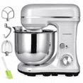 thumbnail image 1 of UHOMEPRO 3-in-1 Stand Mixer, 5QT Tilt-Head 10-Speed Electric Stand Mixer, Stainless Steel Bowl, Dough Hook, Flat Beater and Wire Whisk for Baking, Silver, 1 of 9