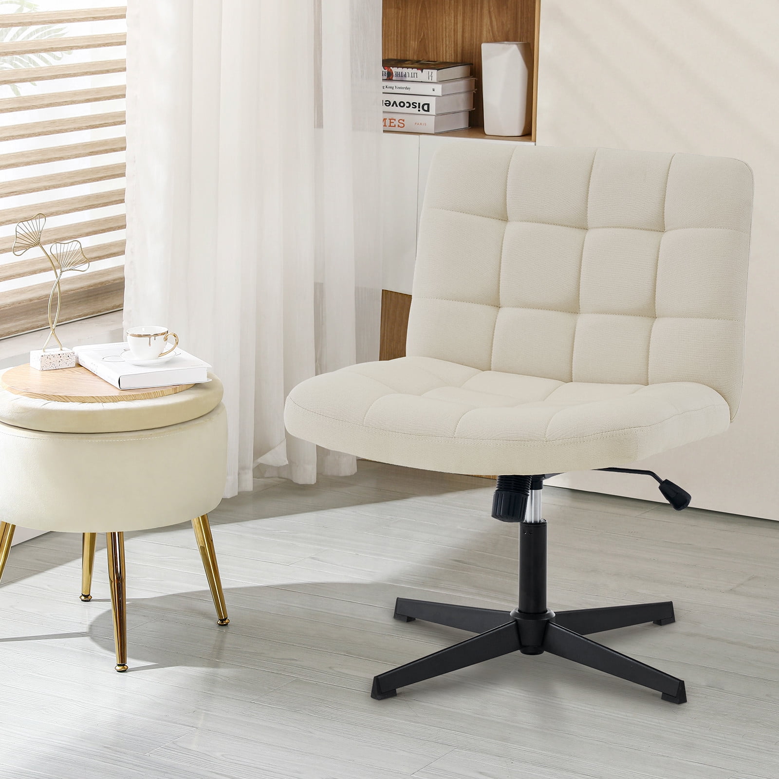 UHOMEPRO Armless Office Desk Chair No Wheels Wide Home Office
