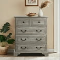 thumbnail image 1 of 5 Drawer Dresser for Bedroom, UHOMEPRO Chest of Drawers, Farmhouse Storage Cabinet Dresser Organizer Unit with Handle for Living Room, Closet, Hallway, Rustic Style, Grey, 1 of 13