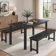 thumbnail image 1 of UHOMEPRO Dining Table Set for 4, Kitchen Table with 2 Benches, Modern Dining Room Table Set with Metal Frame, Breakfast Nook Furniture Set for Home Cafeteria Bar Kitchen, Black, 1 of 13