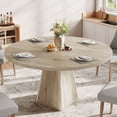 thumbnail image 1 of UHOMEPRO Round Dining Table, 47" Circle Kitchen Table for 4-6, Farmhouse Dining Room Table with Sturdy Wood Rectangle Base, Modern Dining Table for Dining Room Living Room, Natural(Only Table), 1 of 11