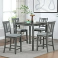 thumbnail image 1 of UHOMEPRO Dining Table Set for 4, Modern Counter Height Kitchen Table with 4 Upholstered Chairs, 5 Piece Solid Wood Dining Room Set, Farmhouse Kitchen Dining Table set of 4 for Home, Gray Style A, 1 of 9