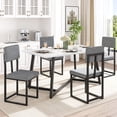 thumbnail image 1 of UHOMEPRO Dining Table Set for 4, Modern Faux Marble Tabletop and 4 Linen Fabric Upholstered Chairs, Modern Kitchen Table and Chairs for Small Spaces, 5 Piece Dining Room Table Set, White+Gray, 1 of 8