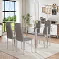 thumbnail image 1 of UHOMEPRO Gray Kitchen Table Set, 5 Pieces Dining Table Set, Tempered Glass Dining Table and Chairs Set for 4, Upgraded Iron Dining Room Table Set with 4 PU Leather Chairs, 1 of 8