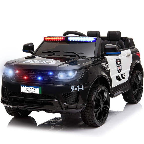 UHOMEPRO Kids 12 Volt Ride On Toys Police Car with Remote Control, Black, W13962