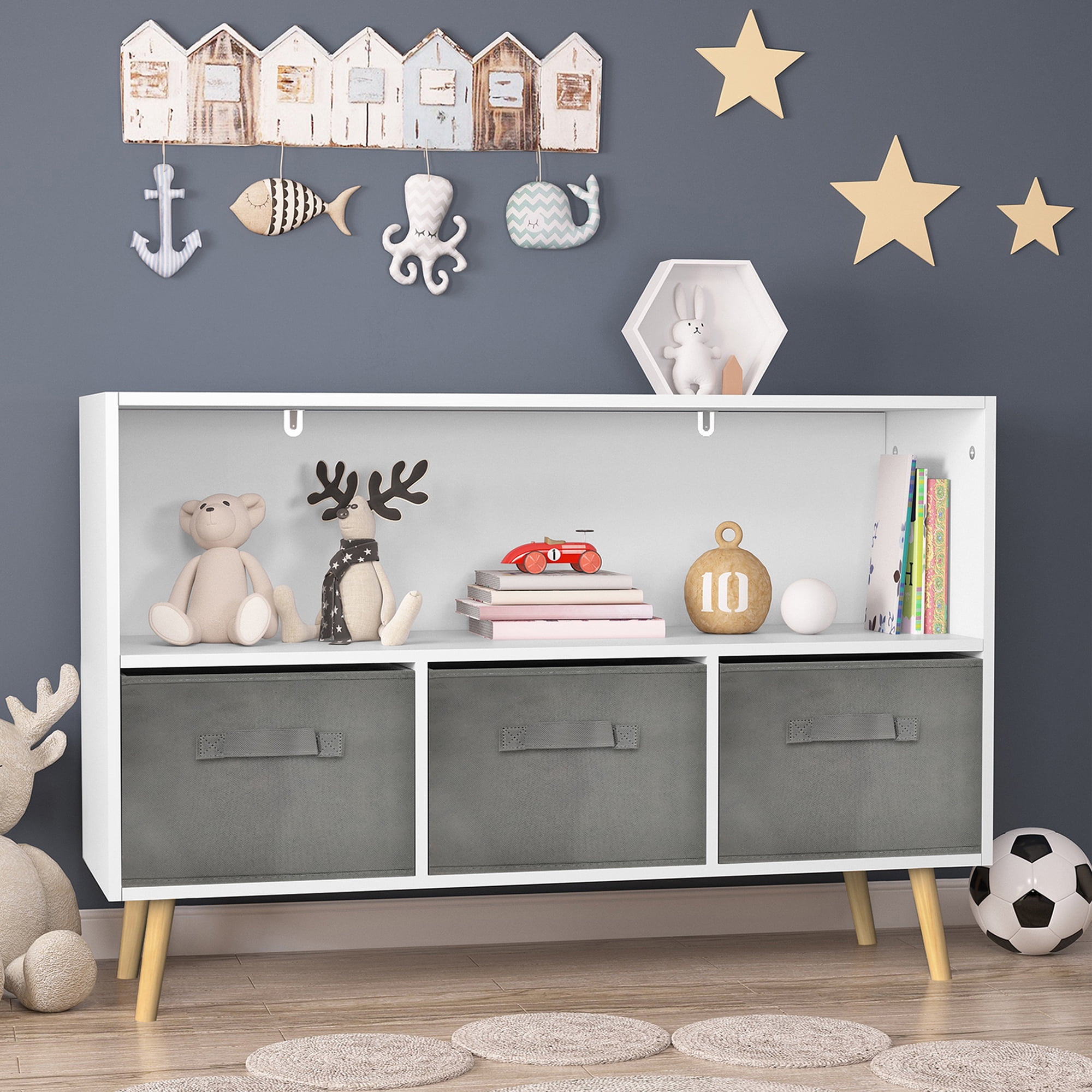 Kids Bookshelf and Storage, 2 Shelf Bookcase
