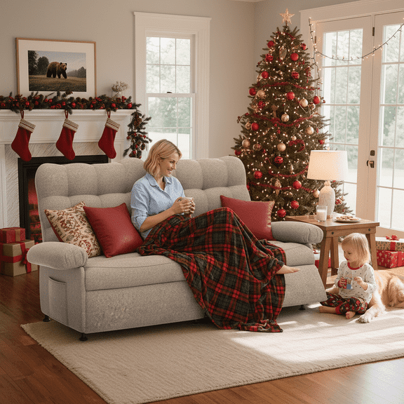 UHOMEPRO Loveseat Recliner, 2 Seat Electric Reclining Loveseat with Remote Control and Side Pocket for Adults and Elderly, Ergonomic Lounge Sofa for Living Room Home Theater, Brown