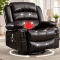 thumbnail image 1 of UHOMEPRO Swivel Rocker Recliner Chair, PU Leather Recliner with Heat and Massage, USB Charge Port, Side Pockets and Cup Holder, 360-degree Rotation, 300lbs, Brown, 1 of 8