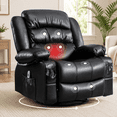 thumbnail image 1 of UHOMEPRO Swivel Rocker Recliner Chair, PU Leather Recliner with Heat and Massage, USB Charge Port, Side Pockets and Cup Holder, 360-degree Rotation, 300lbs, Black, 1 of 9