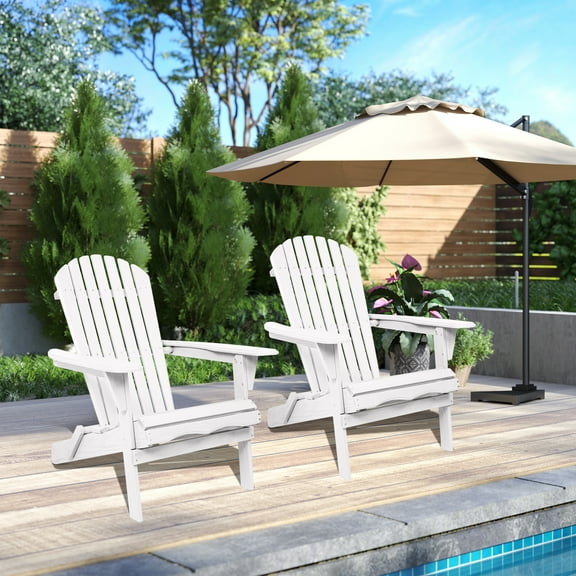 uhomepro 3-Piece Folding Pool Chairs, Patio Wood Chaise Loungers, Chaise Lounge Chair Outdoor Set Pool Furniture for Backyard Garden, Couch Cushioned Recliner Chair with Foldable Tea Table