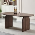 thumbnail image 1 of UHOMEPRO Oval Dining Table, Modern Single Kitchen Table with Double-Column Design, Wood Dining Room Table for Dining Room, Kitchen, Living Room, Brown, 1 of 9