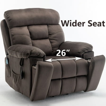 Oversized Massage Recliner Chair with Heat, UHOMEPRO Large Electric Power Lift Recliner Chair for Big and Tall and Elderly with Hidden Cup Holder, 350lb, Home Theater Accent Chairs, Dark Brown