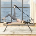 thumbnail image 1 of UHOMEPRO Pilates Reformer, Foldable Pilates Core Bed for Home and Gym Workouts Equipment, Yoga Fitness Machine Suitable for Advanced and Beginners Users, Double Resistance, Simple Assembly, Beige, 1 of 11