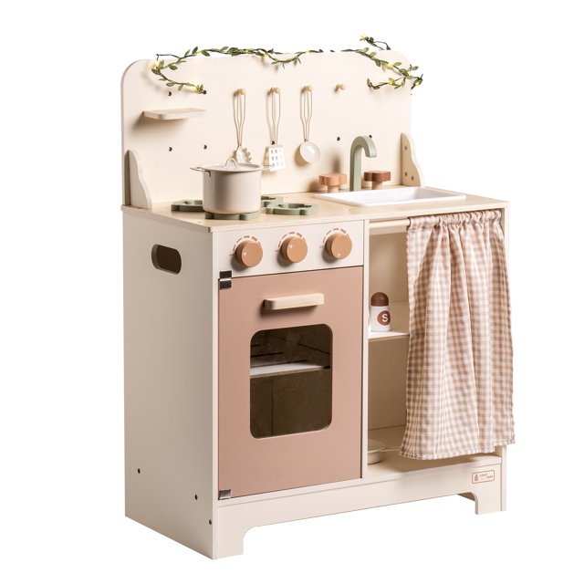 UHOMEPRO Play Kitchens for Toddlers,Toy Kitchen Sets with Leaf Light