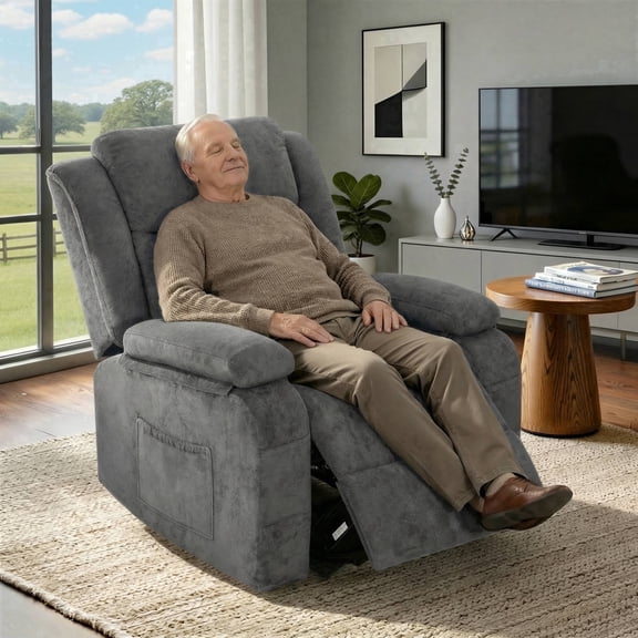 UHOMEPRO Power Lift Recliner Chair for Elderly, Electric Lift Chair with Remote Control, Stand Assist Recliner Chair for Living Room, 350 lbs Capacity, Gray