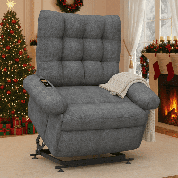 Electric Power Lift Recliner Chair with 3 Independent Motors, UHOMEPRO Easy Stand Assist Recliner for Elderly Adults, Comfortable Living Room Chair, Gray