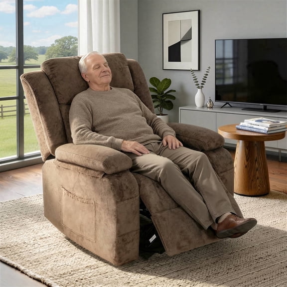 UHOMEPRO Power Lift Recliner Chair for Elderly, 45-150° Electric Lift Chair with Remote Control, Stand Assist Recliner Chair for Living Room, 350 lbs Capacity, Brown