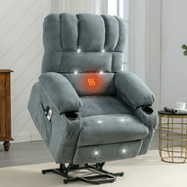 Power Lift Recliner Chairs with Massage and Heat, UHOMEPRO Electric Fabric Recliner Chair for Elderly, Living Room Furniture with USB Charge Port, 2 Cup Holders, and Side Pocket, Blue