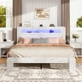 thumbnail image 1 of Queen Bed Frame with LED Storage Headboard and Charging Station, UHOMEPRO Platform Bed Frame with Strong Support, Easy Assembly & No Box Spring Needed, White, 1 of 14