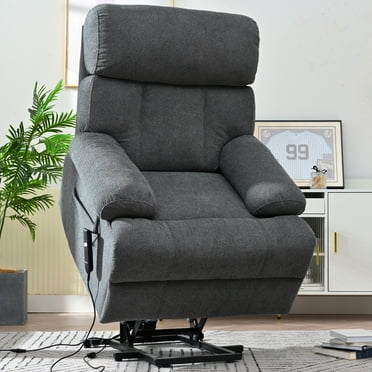 UHOMEPRO Power Lift Recliner Chair for Elderly and Adults, Modern Single Sofa Recliner with Extended Footrest and Infinite Position, Electric Reclining Mechanism for Living Room Home Theater, Gray