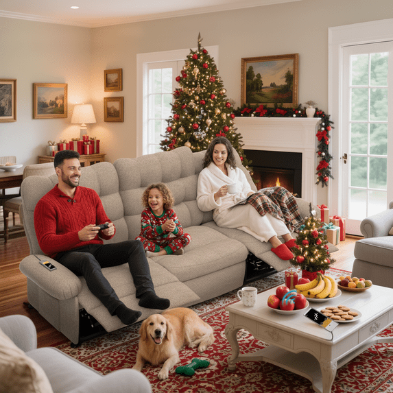 UHOMEPRO Recliner Sofa Couch Set, 3 Seat Electric Recliner with Remote Control and Side Pocket for Families and Friends, Modern Power Recliner Sofa for Living Room Home Theater, Brown