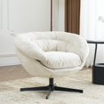 thumbnail image 1 of UHOMEPRO Swivel Accent Chair, Chenille Upholstered 360°Swivel Armchair, Reading Club Chair with Removable Cushion, Metal Base, Living Room Bedroom, Reading Corner, Beige, 1 of 6