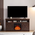 thumbnail image 1 of UHOMEPRO TV Stand with 18" Fireplace Insert, Entertainment Center with Open Shelves and Closed Cabinets for TVs, TV Cabinet for TVs up to 65", Espresso, 1 of 12