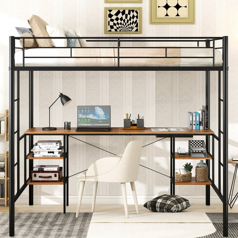 Amazon.com: Loft Bed Twin Size with L-Shaped Desk and