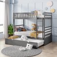 thumbnail image 1 of UHOMEPRO Twin Over Twin Bunk Bed with Trundle, Wood Bunk Beds with Ladder and Safety Guardrail, Kids Bunk Beds for Boys Girls, Heavy Duty Bedroom Furniture, No Box Spring Needed, Gray, Q13287, 1 of 12