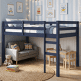 thumbnail image 1 of UHOMEPRO Twin Size Loft Bed, Solid Wood Loft Bed Frame with Wooden Slats, Modern Low Loft Bed for Boys Girls, No Box Spring Needed, Blue, 1 of 9