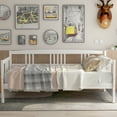 thumbnail image 1 of UHOMEPRO Twin Size Solid Wood Daybed, Modern Daybed Frame with Three-Side Rail and Storage, Multifunctional Sofa Bed Frame with Wood Slats for Living Room and Bedroom, White, 1 of 10