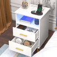thumbnail image 1 of UHOMEPRO White Nightstand with Charging Station, Bedside Table with LED Lights Strips, Modern End Side Table, Versatile Nightstand with Drawers, Side Table for Home and Office, 1 of 12