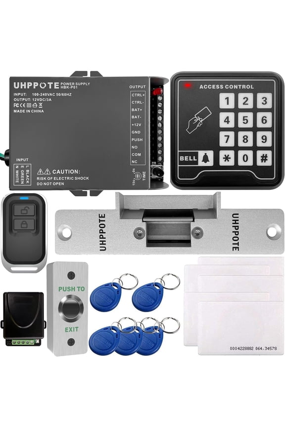 125KHz RFID Card Single Door Access Control Keypad System Kit with Fail Secure Electric Strike Lock Remote Control