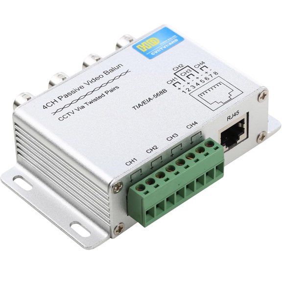 UHPPOTE 4CH CAT5 HD Passive UTP Video Balun BNC Female Transceiver RJ45 for CCTV System