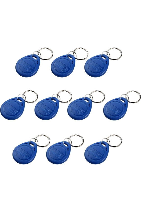 Proximity EM4100 125KHz RFID EM-ID Card Tag Token Key Chain Keyfob Read Only Color Blue (Pack of 10)
