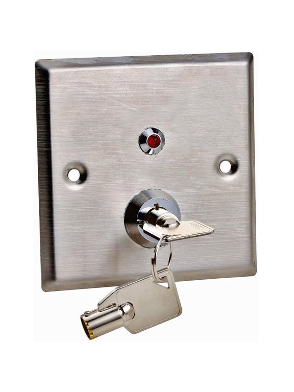 Stainless Steel Hollow Door Release Exit Button Emergency Key Switch with LED