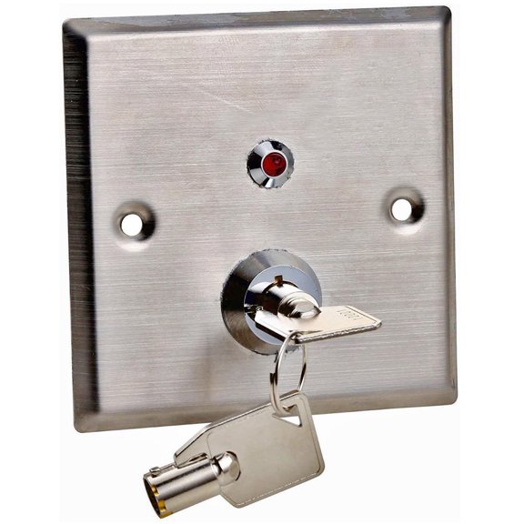 UHPPOTE Stainless Steel Hollow Door Release Exit Button Emergency Key Switch with LED