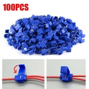 UHUSE 100Pcs Blue Electrical Cable Connectors Quick Splice Lock Wire Terminals Crimp