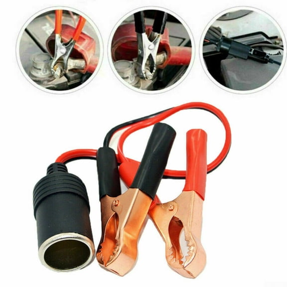 UHUSE 12V 24V Female Car Lighter Socket to Battery Clip